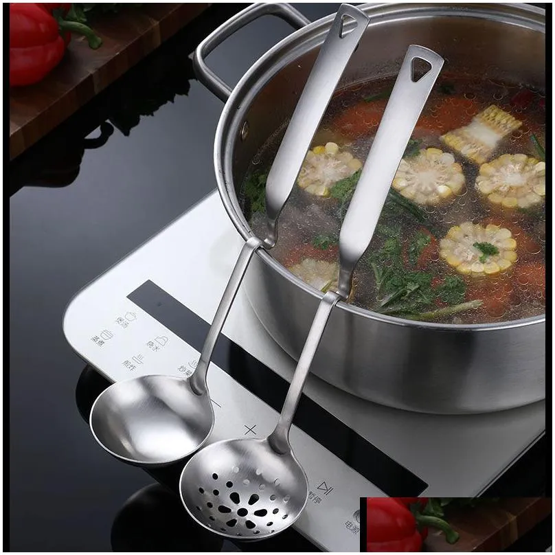 tableware long handle soup ladle spoon skimmer wall hanging stainless steel sauces buffet tableware kitchen cooking utensils tools