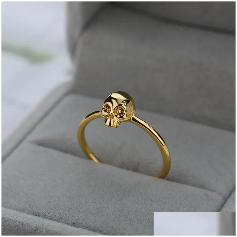 cluster rings stainless steel skull for women men gold silver color male female skeleton ring punk party finger jewelry bague femme