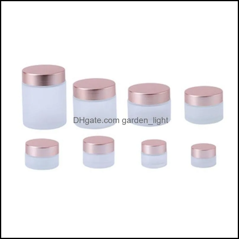 5g100g frosted glass cream jar clear cosmetic bottle lotion lip balm container with rose gold lid packing bottles