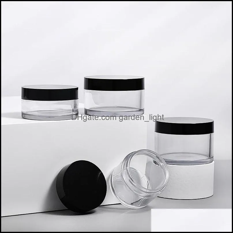 clear pet plastic cream bottle cosmetic jar 50g 80g 100g thick wall lip balm jars with black lid pp gasket