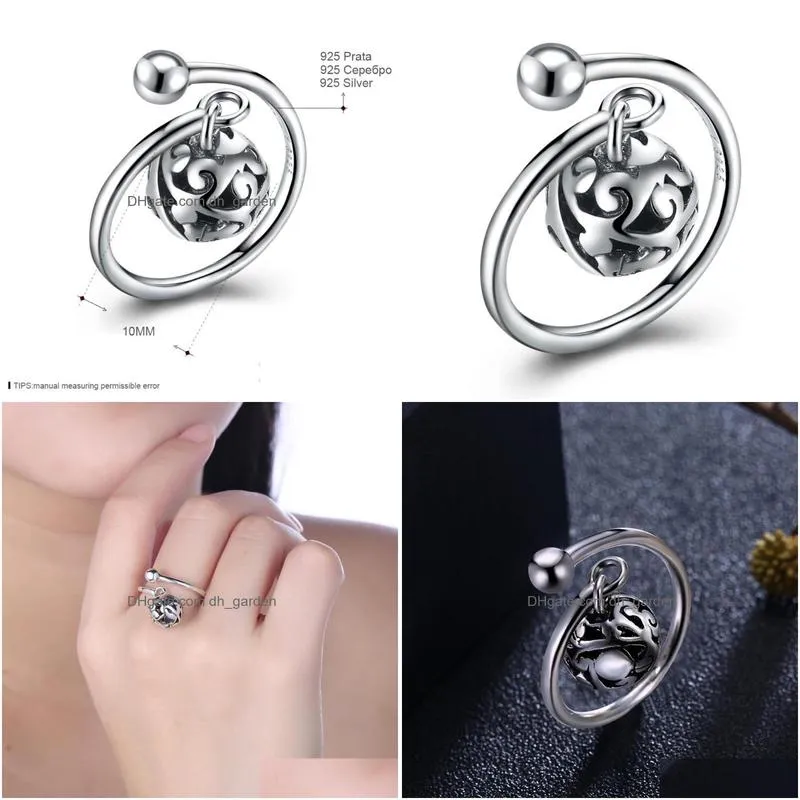 cluster rings vintage women ancient silver open 925 sterling hollow ball charm for lady party fine jewelry festival gift