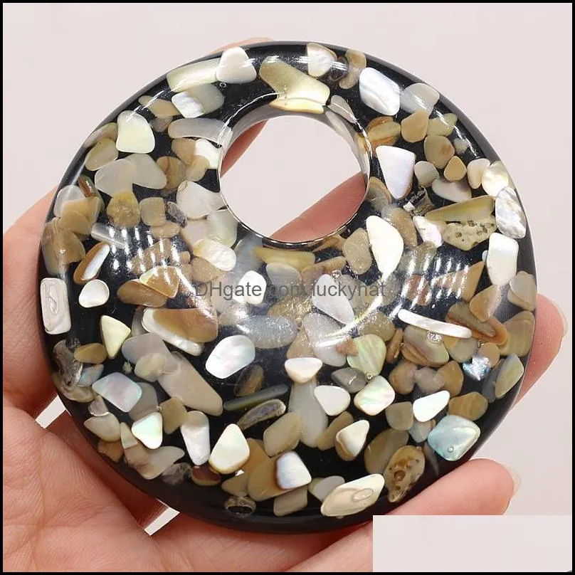 pendant necklaces natural stone pendants flat round resin big hole charms for jewelry making necklace accessories women giftspendant