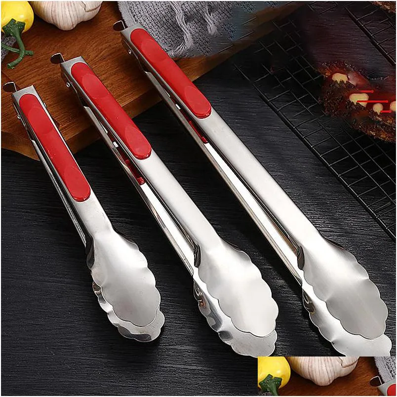 kitchen tools stainless steel locking food tongs kitchen bbq cooking clips