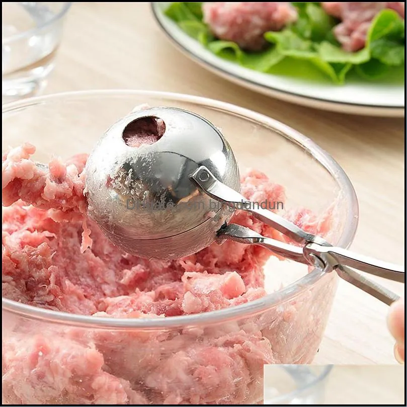 stainless steel meatball clip tongs professional sphere mold for ice cream or meat cooking utensils