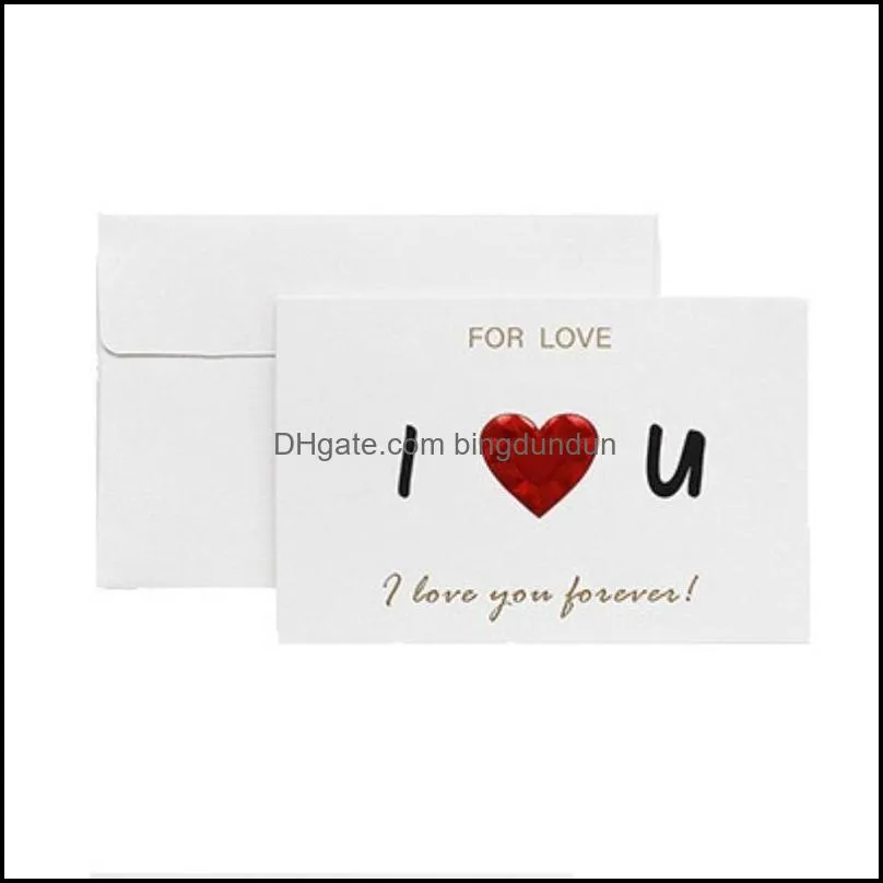 valentine greeting card heart printed letters bronzing greeting cards with envelope wedding anniversary valentine gift diy cards