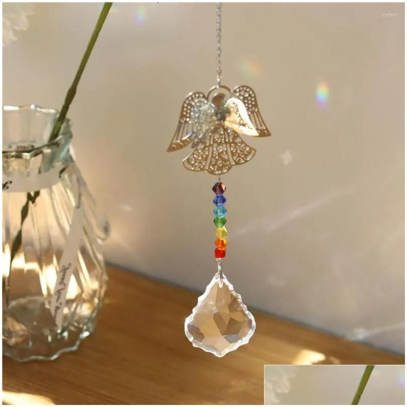 garden decorations handcrafted rainbow glass crystal beads chakras garland sun catcher ball pendant diy chandelier center part