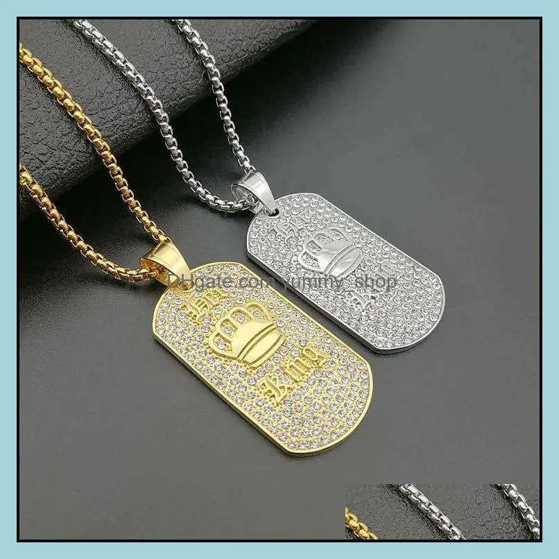 hip hop jewelry titanium steel casting gold plated full diamond king champion pendant necklace