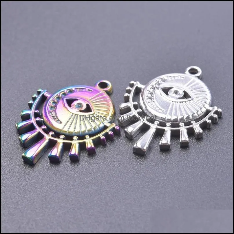 charms 1/2pcs openwork sector famous demon eye moon stainless steel devils pendant for making jewelry earrings materialcharms