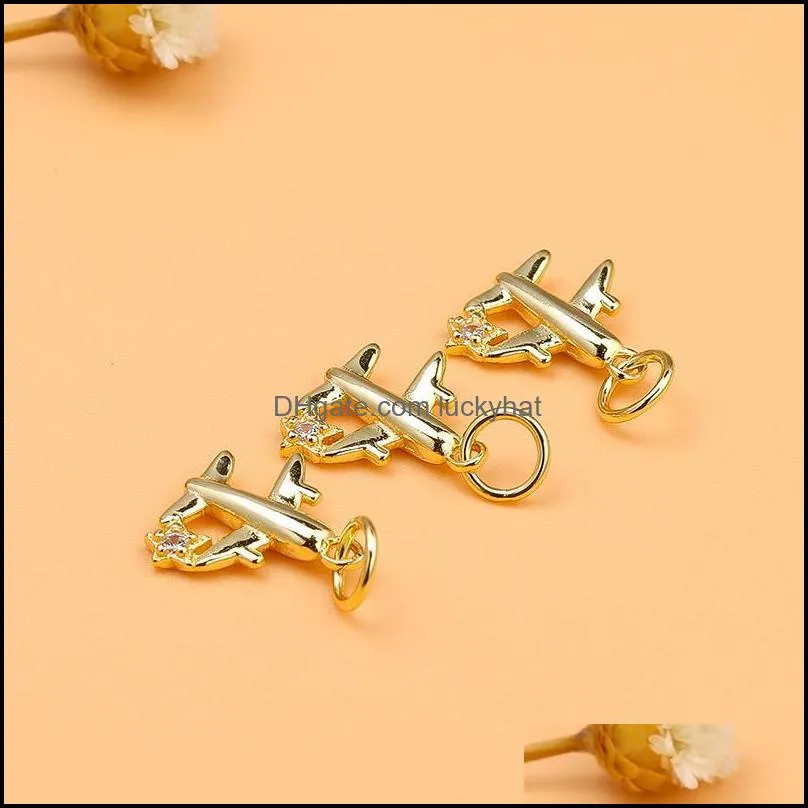 charms sterling silver microset zircon small plane pendant light luxury bracelet necklace jewelry accessoriescharms