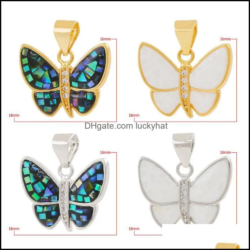 pendant necklaces tendy butterfly insect figurines production abalone shell chips charm decoration accessories for women diy jewelry