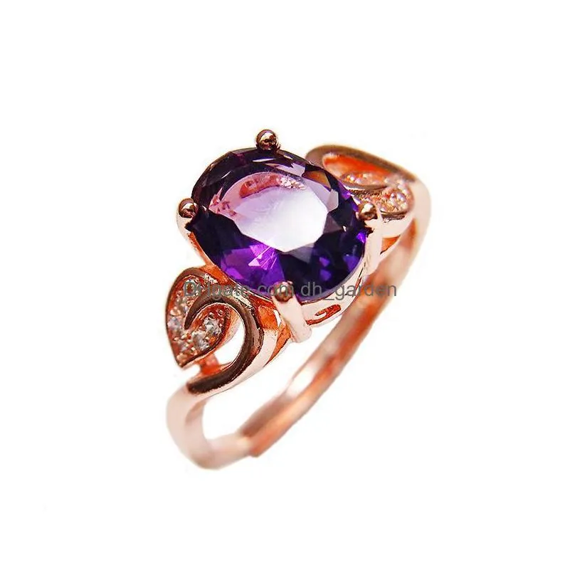 cluster rings elegant ring for women 925 silver jewelry accessories with amethyst zircon gemstone open finger wedding party wholesale