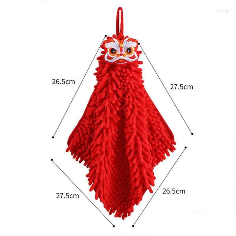 towel red chenille soft hand chinese style quickdry absorbent cartoon wipe handkerchief for home bathroom embroidery towels