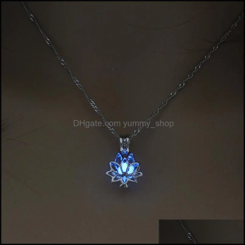 luminous necklaces with lotus pendant necklace for women fashion unique luminous necklace