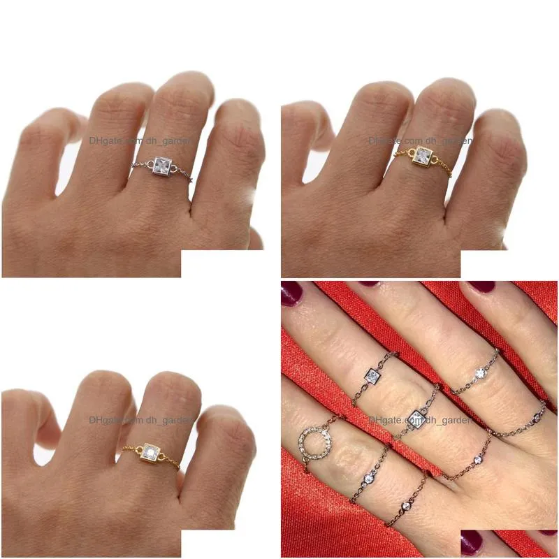cluster rings sdzstone 925 sterling silver ring square shape zirconia gold color crystal cz for women jewelry