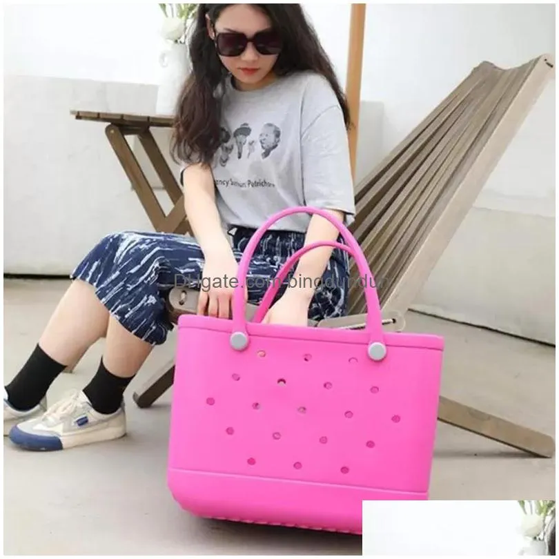 portable storage bag large capacity beach color summer silicone basket creative women travel tote bag inventory wholesale