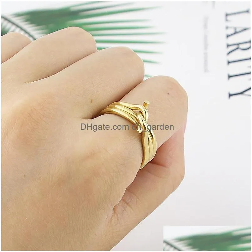 cluster rings three circles knot shape for women titanium steel gold color ring fashion jewelry wholesale friend gifts anillos mujer