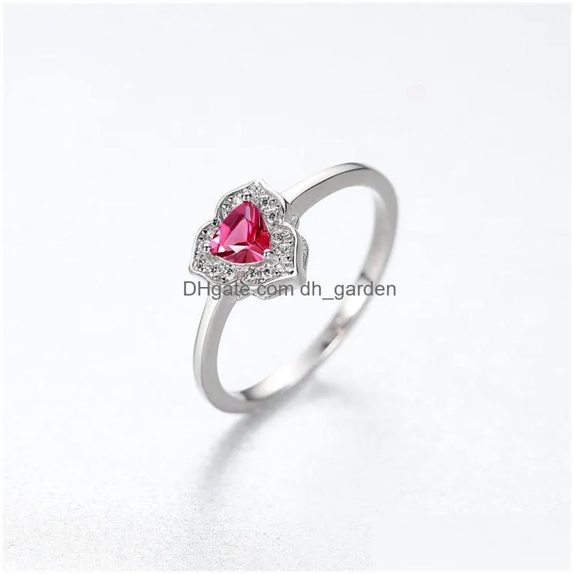 cluster rings hemiston luxury antique 100 925 sterling silver cz red crystal for women jewelry gift