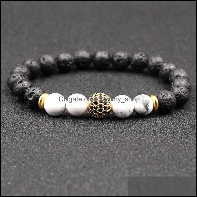lava charm bracelet micro zircon turquoise stone bead bracelet yoga mens chakra bracelet
