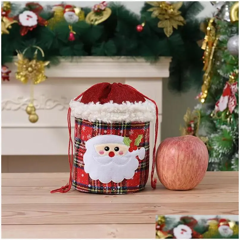  2022 christmas decorations sack xmas gift  bag snowman santa drawstring bag party supplies