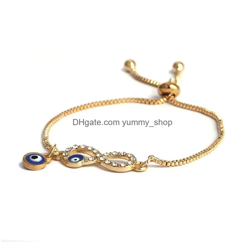 fashion jewelry evil eye bracelets figure eight small blue eye pendant adjustable bracelet