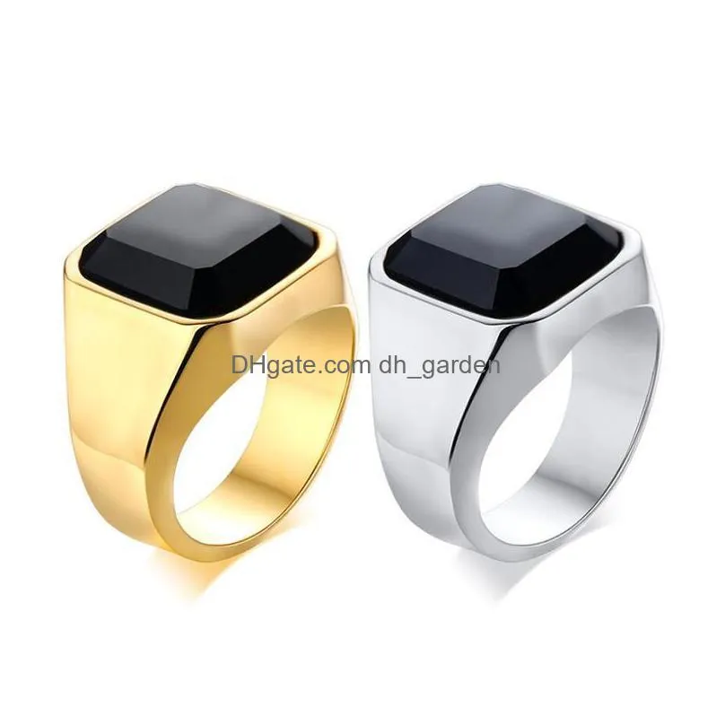 cluster rings male ring black stone 316l stainless steel for men elegant quality titanium utr8021