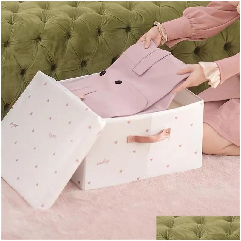 storage boxes bins clothes quilt box with lids large capacity fabric folding cloth organizer closet book toys blanket