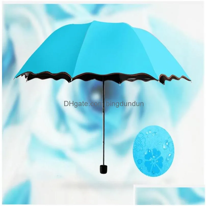 umbrellas 3 fold dustproof and uvproof sunshade magical flower dome sunscreen portable umbrella