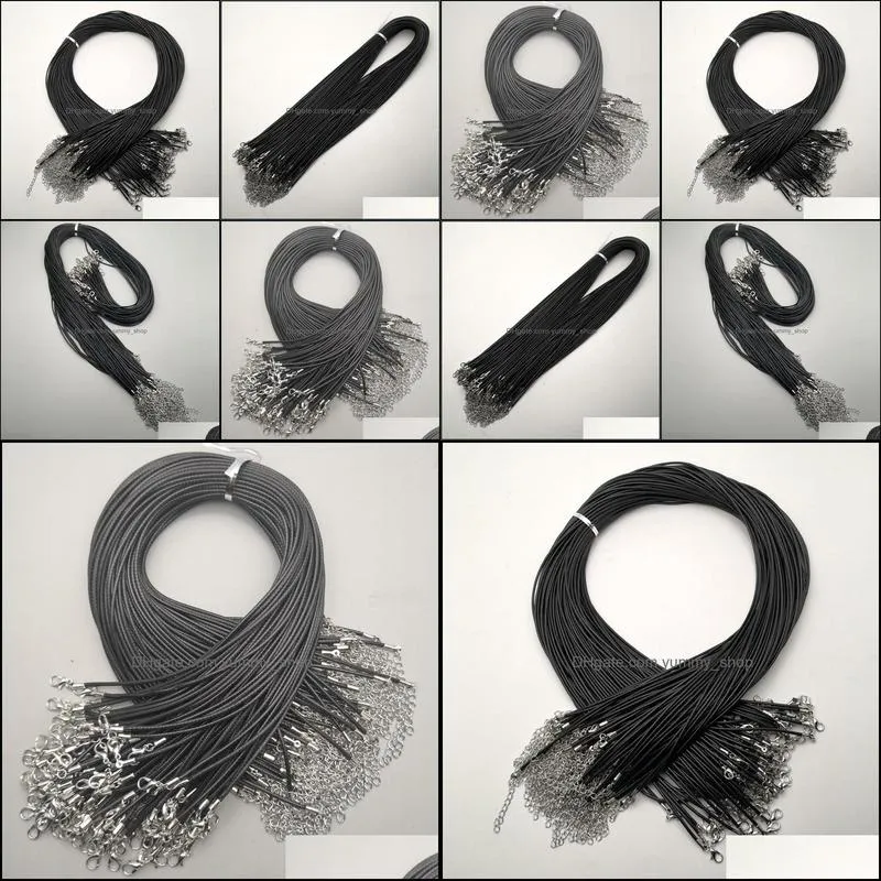 black 2mm wax rope lobster clasp chains necklace lanyard jewelry pendant cords 100pcs/lot making yummyshop