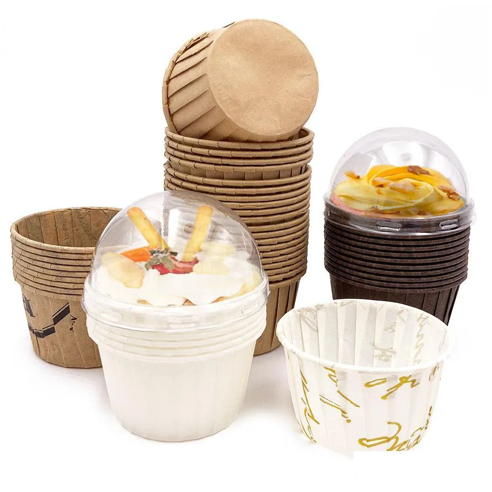 10pcs cupcake tools paper cup oilproof liner baking cup tray case wedding party caissettes golden muffin wrapper
