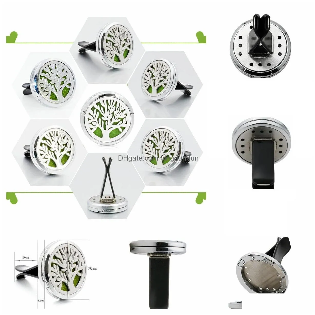 designs 30mm aromatherapy  oil diffuser locket magnet opening car air freshener with vent clip inventory wholesale