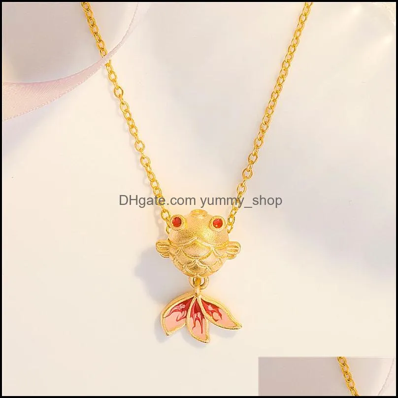 goldfish pendant necklace for women man lovers fish pendant necklace engagement jewelry sand gold necklaces