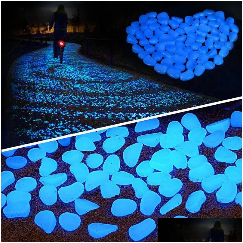 garden decorations 100pcs decor luminous stones glow in dark decorative pebbles outdoor fish tank decoration pebble rocks aquarium mix