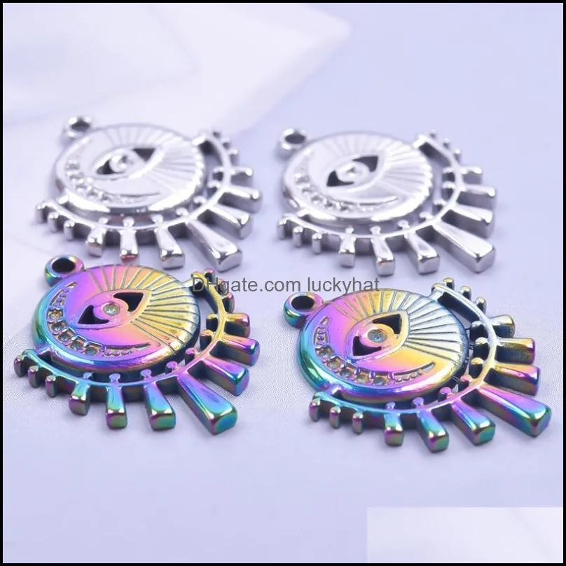 charms 1/2pcs openwork sector famous demon eye moon stainless steel devils pendant for making jewelry earrings materialcharms