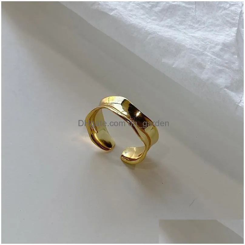 cluster rings gold color irregular double layer elegant for women wave shape 925 sterling silver party jewelry girl gift