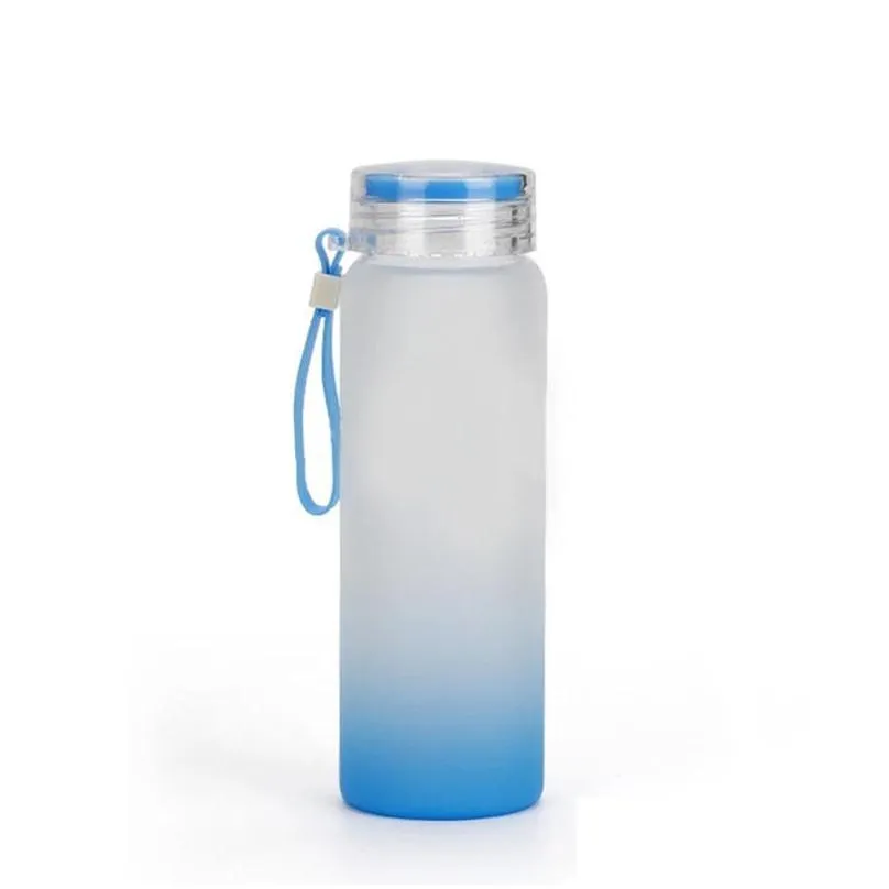 sublimation mug water bottle 500ml frosted glass water bottles gradient blank tumbler drink ware cups gradient color