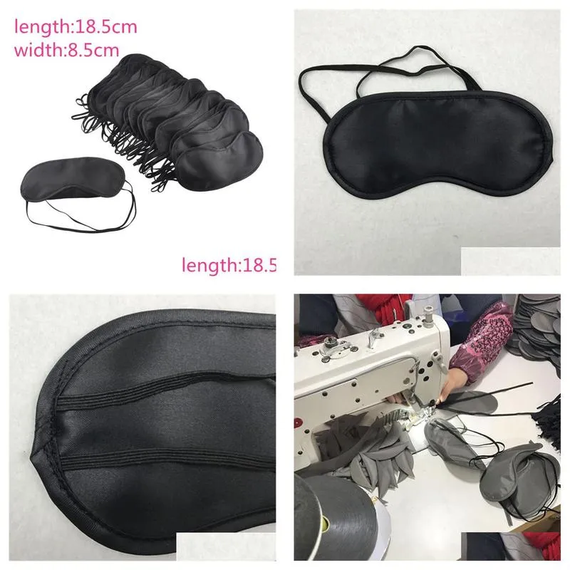  black eye mask shade nap cover blindfold mask for sleeping travel soft polyester masks