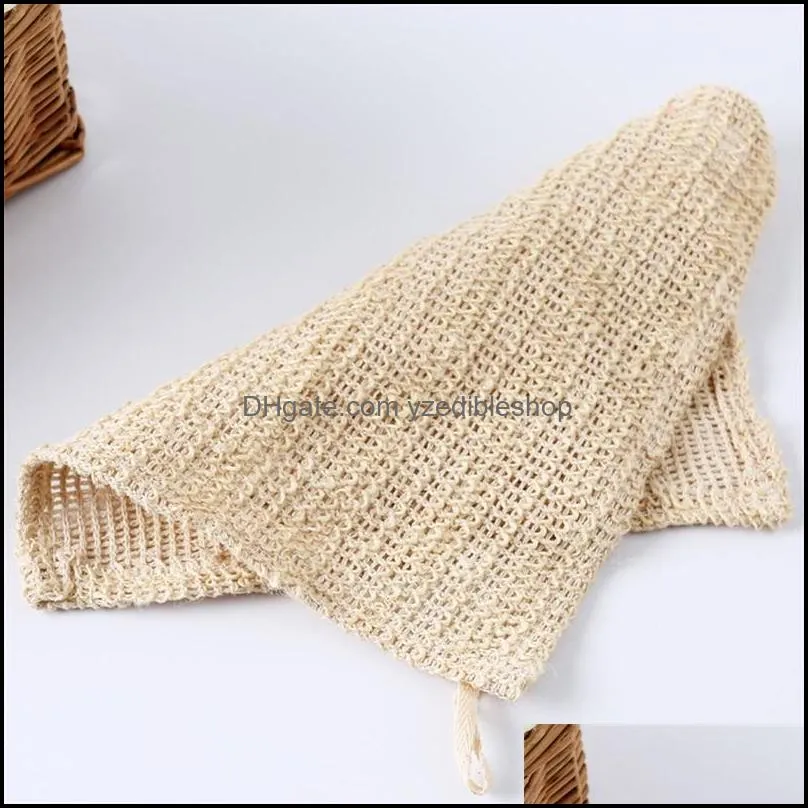 25cm natural hemp sisal soap pouch mesh towels face and body exfoliating cloth