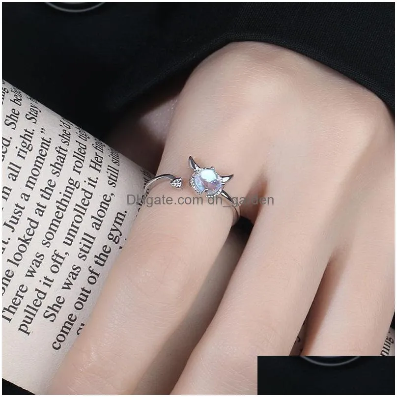 cluster rings trend 2021 fashion adjuestable size cute devil ring silver 925 zircon charm jewelry sweet party girl gifts