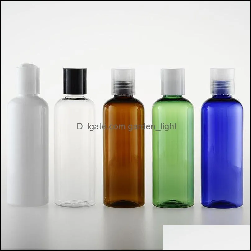 150ml empty round color pet plastic bottles cosmetic containers with disk cap for shampoo lotion oils shower gel serum