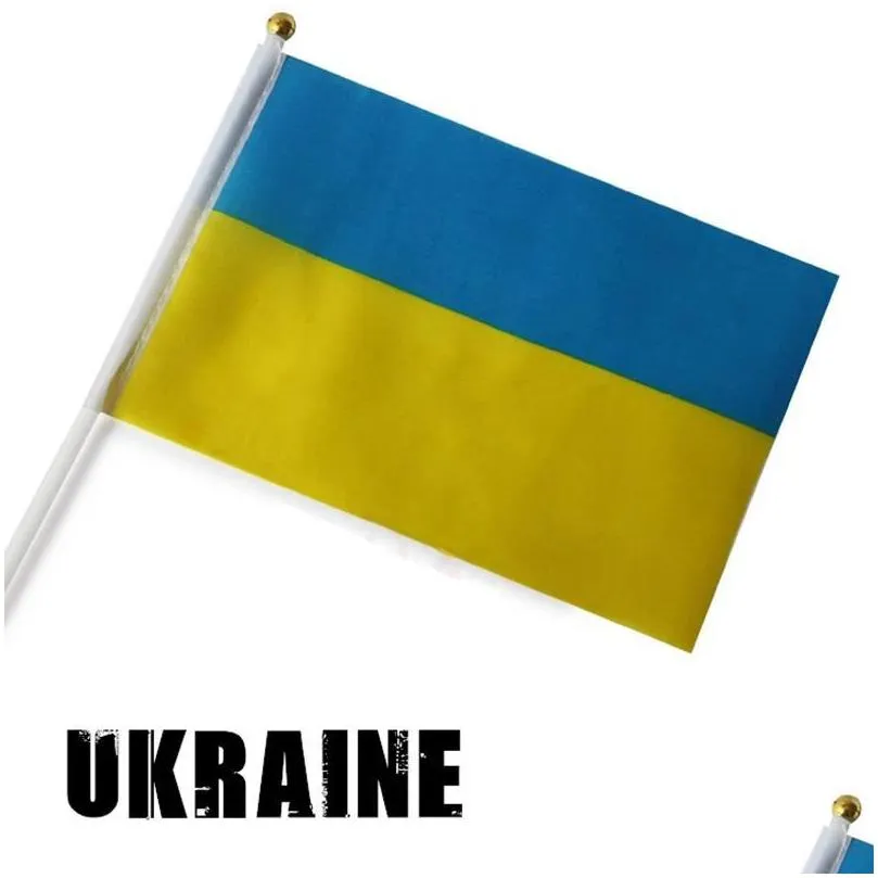 20x30cm ukraine handheld mini flag with white pole vivid color and fade resistant country banner national bunting flags durable
