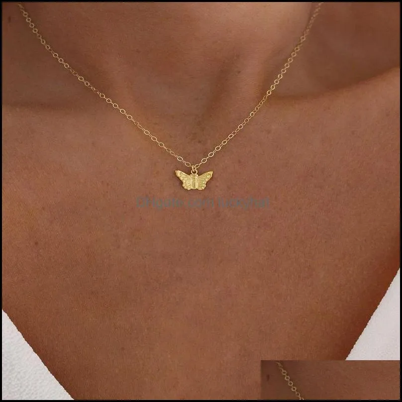 pendant necklaces trendy butterfly necklace silver gold star heart butterflies for lady elegant girls jewelry charms 2022