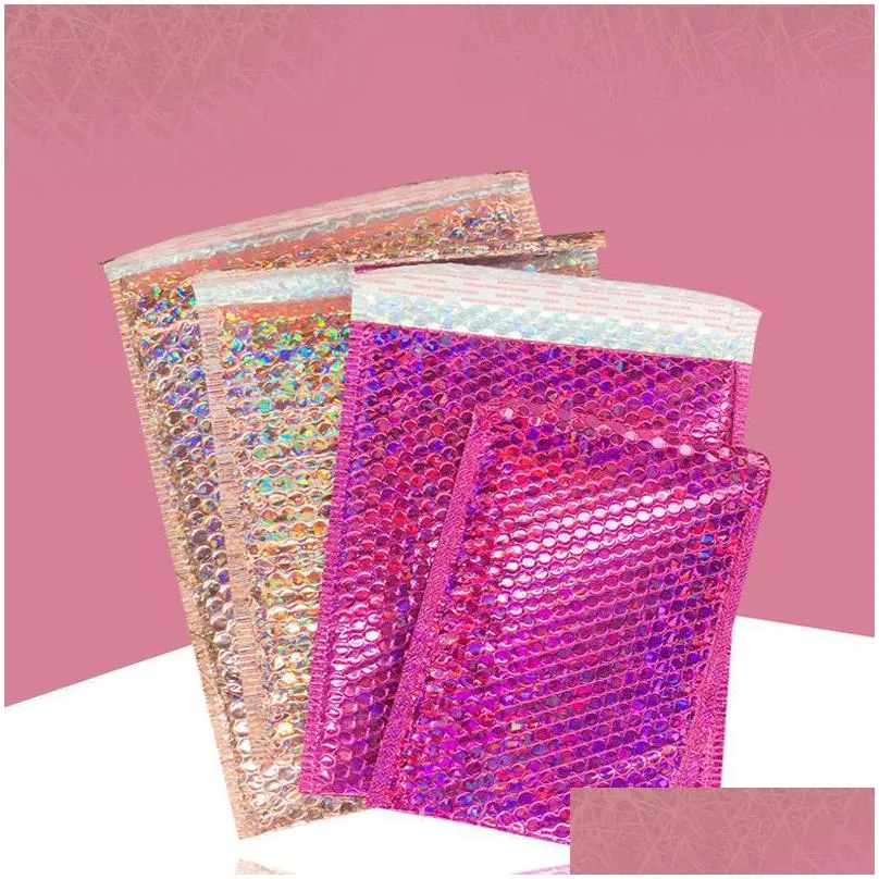 gift wrap 20pcs pink laser packaging bubble mailers padded envelopes bag mailing envelope protect buffer