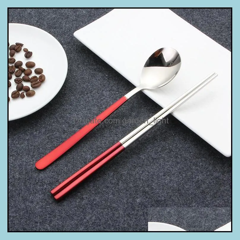 flatware sets 18/10 korean stainless steel chopsticks spoon set long handle nonslip dessert spoons dinnerware setflatware