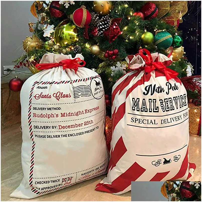 christmas gift bag with drawstring santa sacks candy cookie storage large bag xmas tree ornament festival decoration