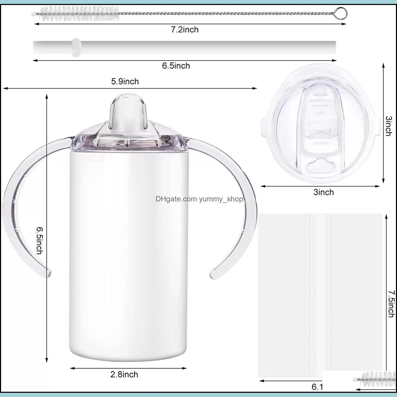 12oz sublimation blank insulated sippy cstainless steel mugs with handles double wall vacuum tumbler for kids and children