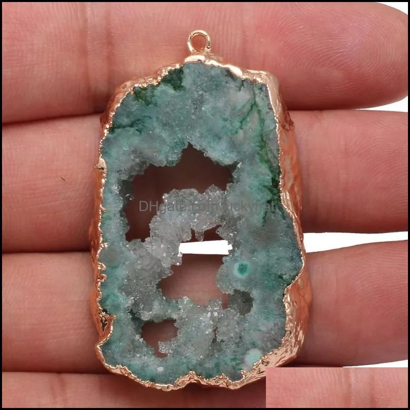 charms natural stone green crystal cluster pendants irregular shape exquisite charm for jewelry making diy necklace earring