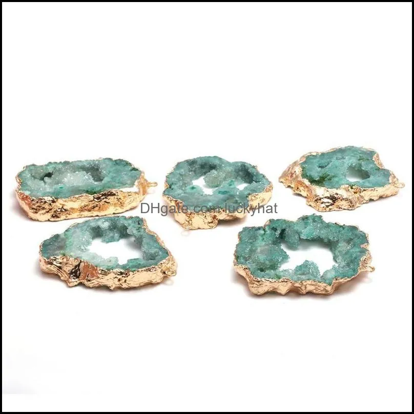 charms natural stone green crystal cluster pendants irregular shape exquisite charm for jewelry making diy necklace earring