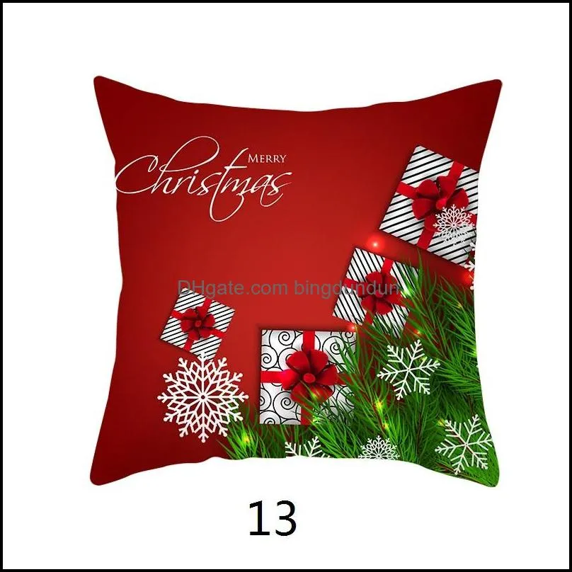 xmas peach skin pillow case red christmas santa claus soft sofa throw cushion cover merry christmas square pillow case