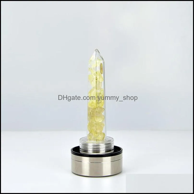  natural quartz gem glass water bottle direct drinking glass crystal cup 8 styles