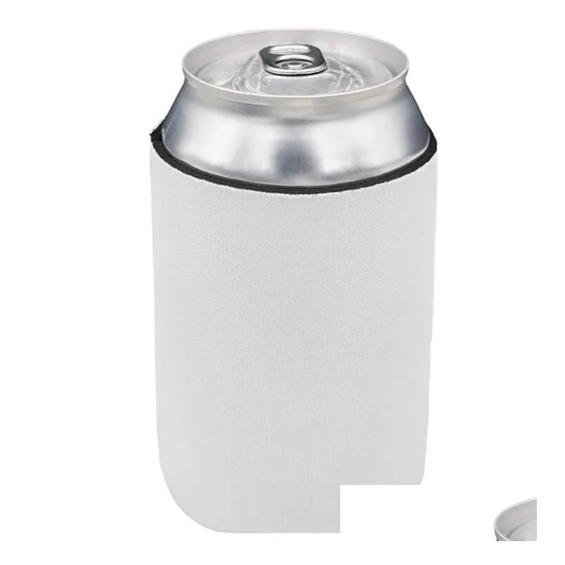 dhs party favor 10x13cm sublimation diy white blank slim can holder neoprene insulator cooler water bottle covers